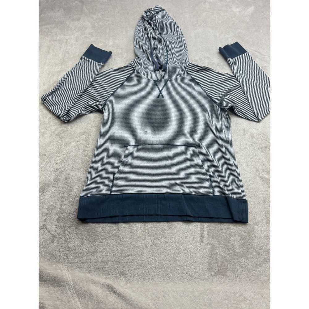 Kuhl Hoodie Women L Blue Striped Pullover Raglan Gorpcore Outdoorsy Coastal Hike